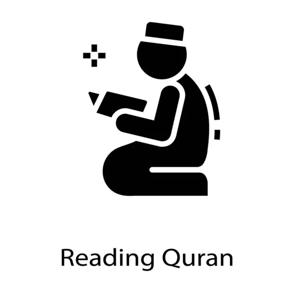 Icono Lectura Quran Diseño Sólido — Vector de stock
