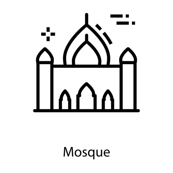Mezquita Culto Lugar Línea Icono — Vector de stock