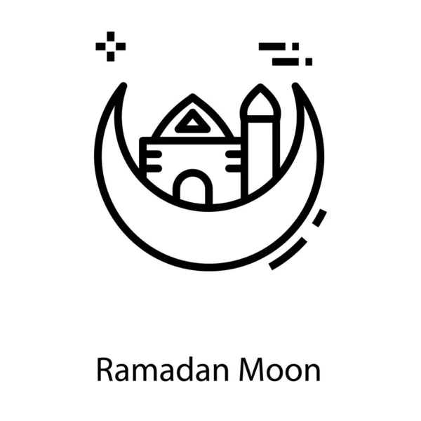 Liniendesign Der Ramadan Mond Ikone — Stockvektor