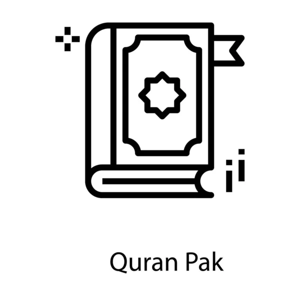 Icono Diseño Línea Quran Pak — Vector de stock