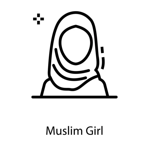 Muslim Woman Icon Line Design — Stock Vector