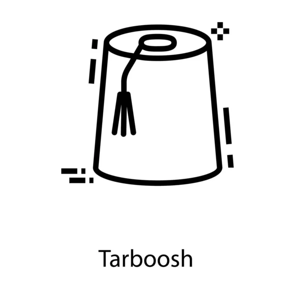 Icono Tapa Tarboosh Diseño Línea — Vector de stock