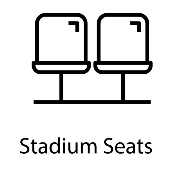 Icono Diseño Línea Asientos Estadio — Vector de stock