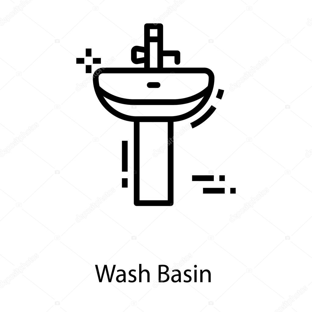 Wash basin vector in solid design 