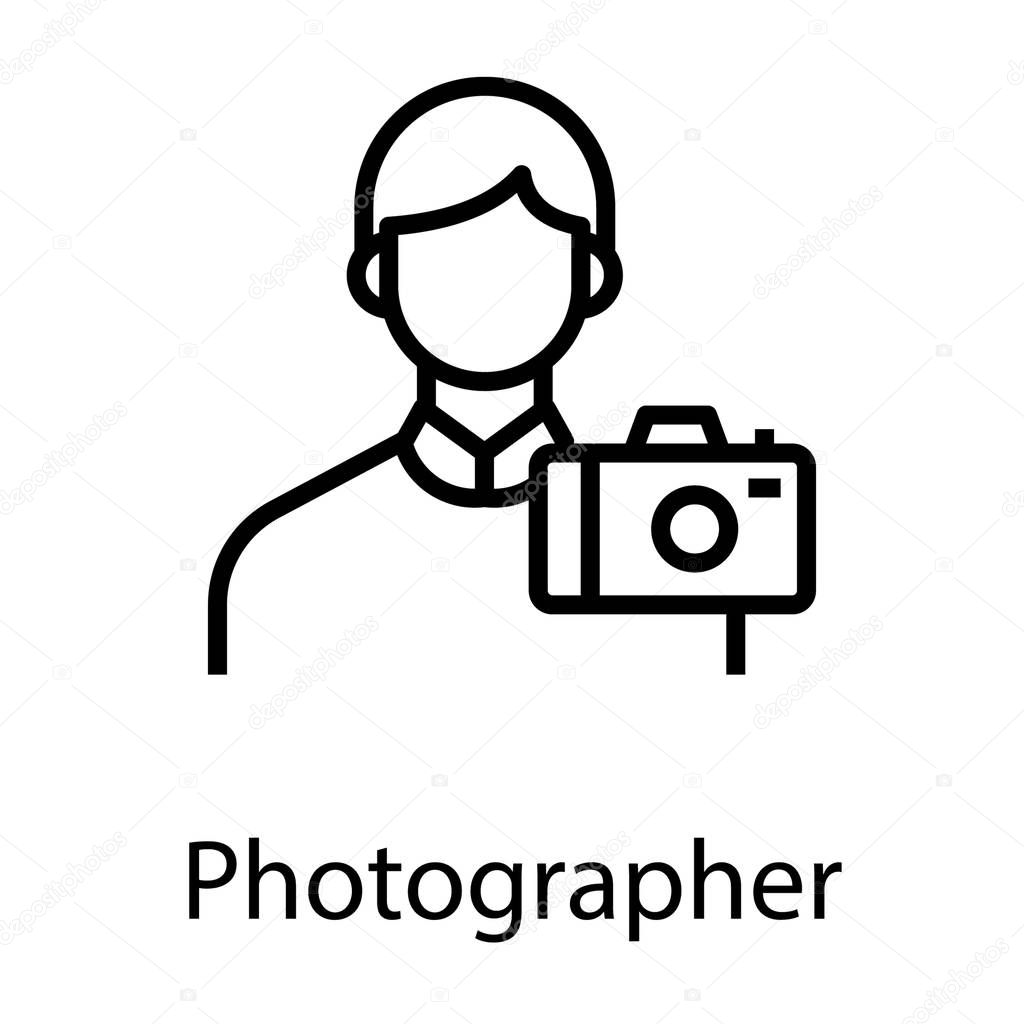 Cameraman icon in line design 