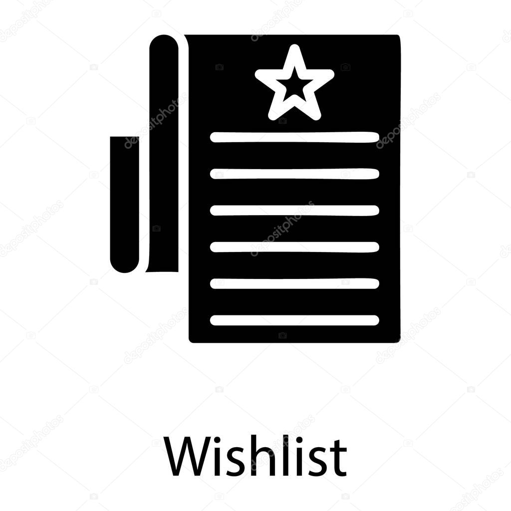 Solid wishlist vector icon design 