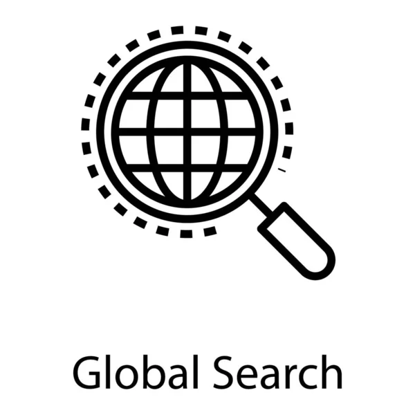 Globales Suchvektorliniendesign Global Suche Weltweit Forschung Exploration Lupe Symbol Vektor — Stockvektor