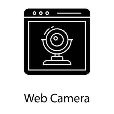 Web kamerası kamera tasarımının glyph simgesi 