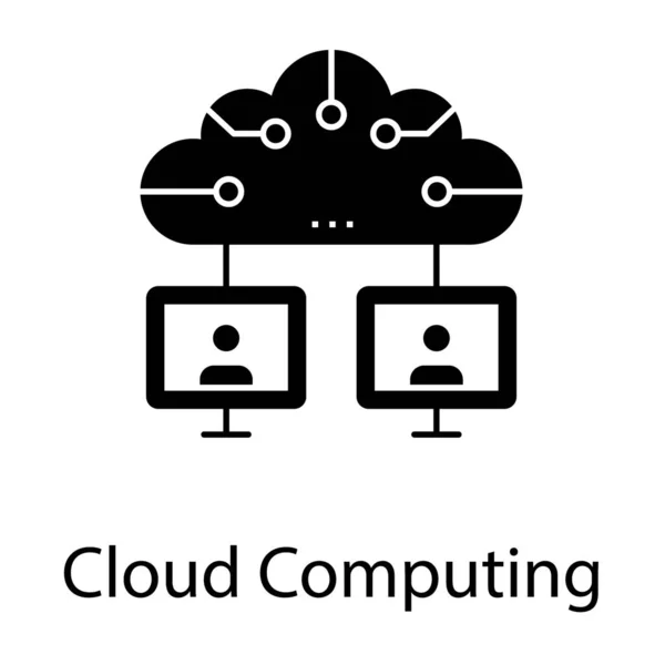 Icône Cloud Computing Dans Conception Vecteurs Glyphe — Image vectorielle