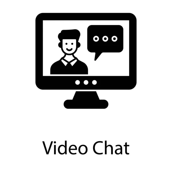 Icono Chat Vídeo Vector Lleno — Vector de stock