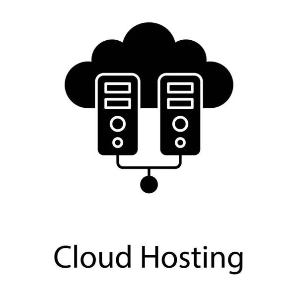 ソリッドデザインのクラウドホスティングのアイコン — ストックベクタ