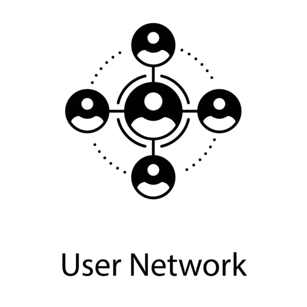 Solide Ontwerp Van Het Gebruikers Netwerk Icoon — Stockvector