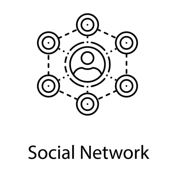 Icono Red Social Línea Diseño — Vector de stock
