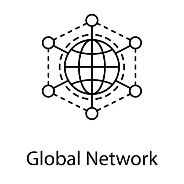 Symbol Des Globalen Netzwerks Liniendesign — Stockvektor