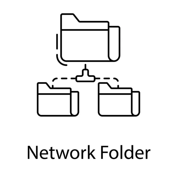 Icône Dossier Réseau Dans Conception Ligne — Image vectorielle