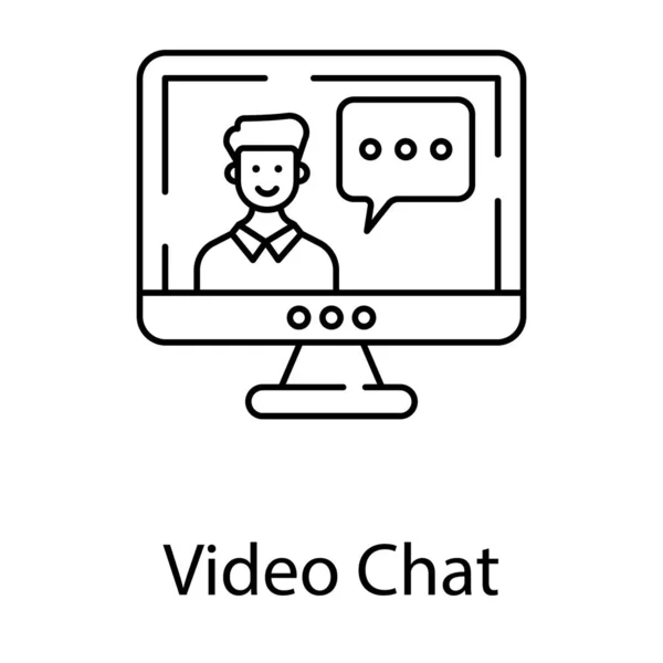 Icono Chat Vídeo Línea Vector — Vector de stock