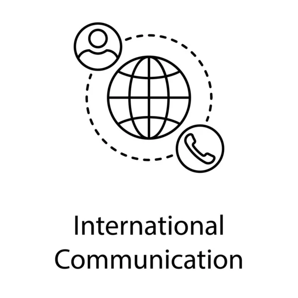 Ícone Comunicação Internacional Design Linha —  Vetores de Stock