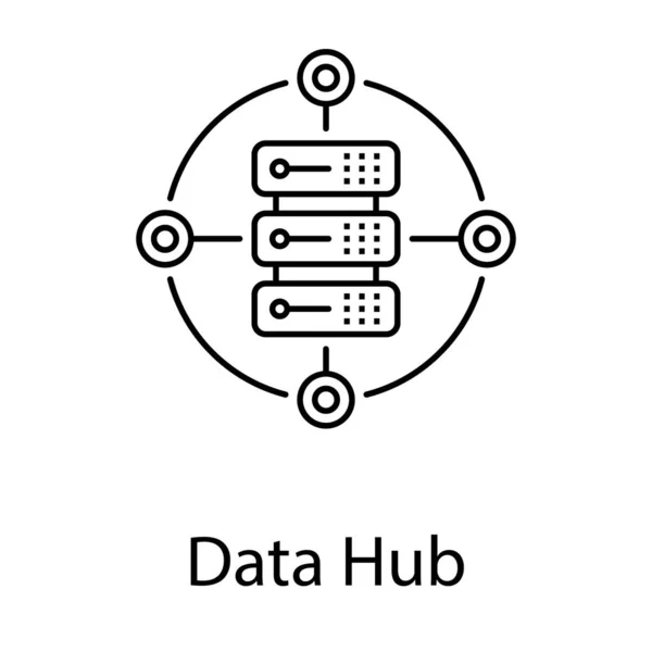 Daten Hub Symbol Liniendesign — Stockvektor