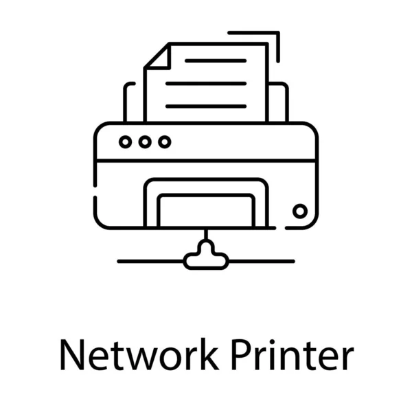Icon Network Printer Line Design — Stock Vector