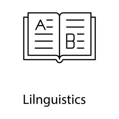 Çizgi vektöründe dilbilim kitap simgesi 