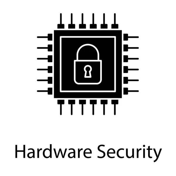 Solide Secure Microchip Icon Glyph Ontwerp — Stockvector