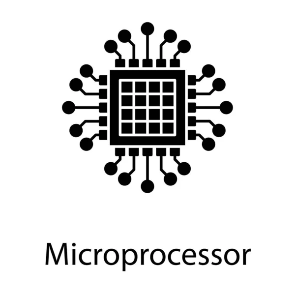 Desenho Vetor Microprocessador Computador Sólido — Vetor de Stock