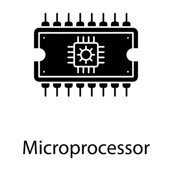 Conception Icône Vectorielle Microprocesseur Solide — Image vectorielle