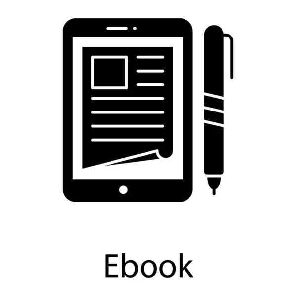 Concept Ebook Glyphe Icône Vectorielle — Image vectorielle