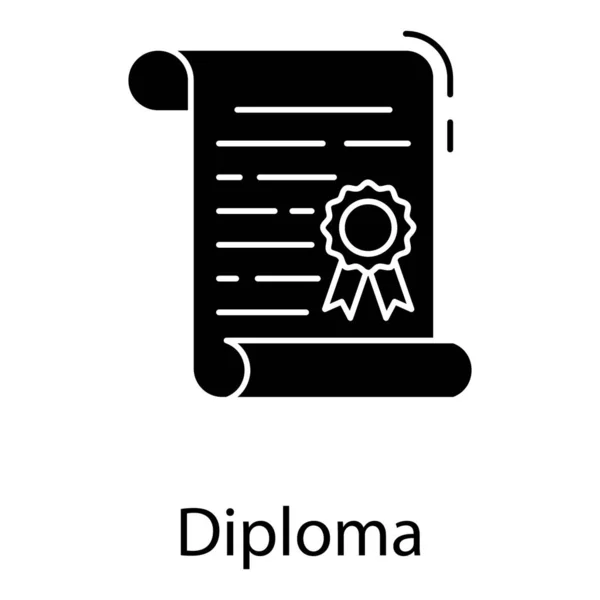 Diploma Pictogram Glyph Vector Design — Stockvector