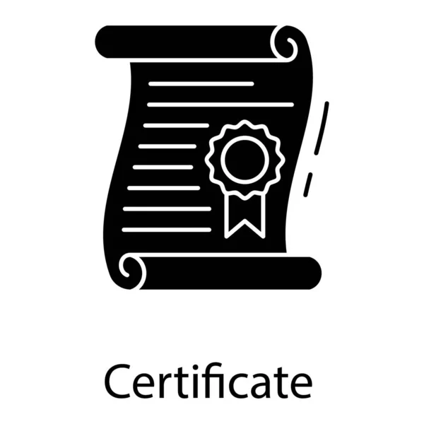 Ikona Certifikátu Designu Glyfů — Stockový vektor