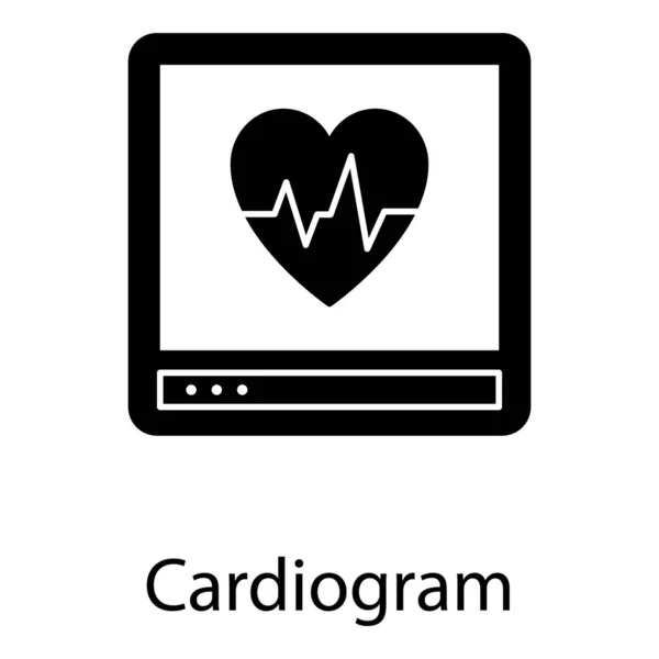 Ikona Urządzenia Cardiographics Wektor Stałe — Wektor stockowy