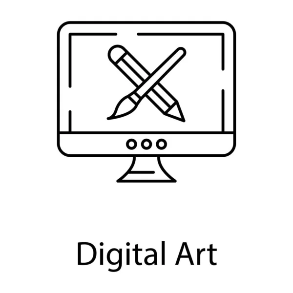Icono Línea Diseño Vectores Arte Digital — Vector de stock