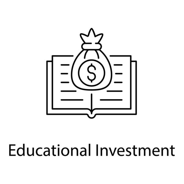 Ícone Linha Design Investimento Educacional — Vetor de Stock