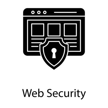 Korumalı web sitesi simgesi glyph tasarımı