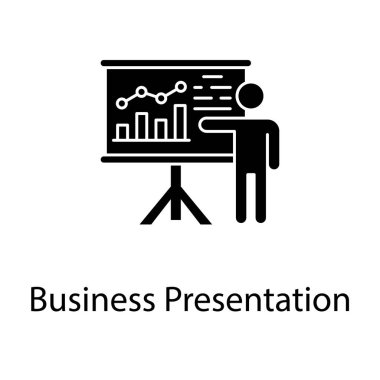 İş sunumu simgesinin glif tasarımı.