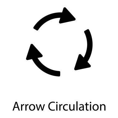 Ok sirkülasyon vektörü katı tasarımı nı simgeleyen bir daireiçinde üç ok 