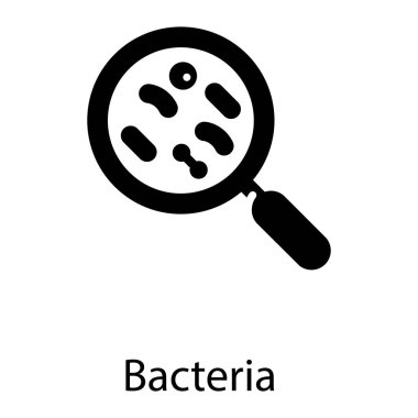Büyüteç altında mikroplar, bakteri arama vektör katı tasarım 