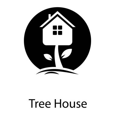 Katı vektörde ağaç ev tasarımı 