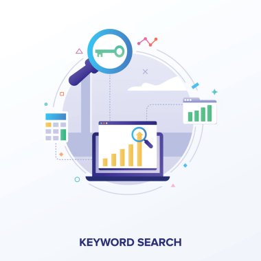 Anahtar kelime arama illüstrasyon vektör tasarımı 
