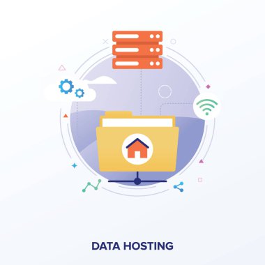 Beyaz arka planda veri barındırma vektörü 