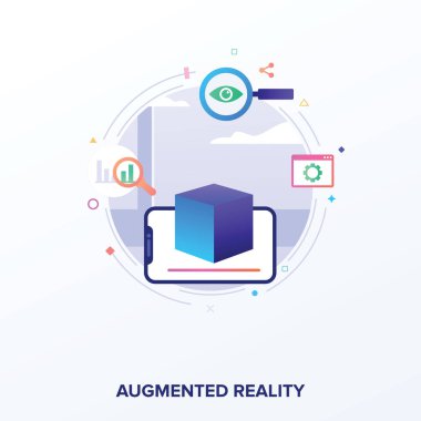 Beyaz arka planda artırılmış gerçeklik vektörü 