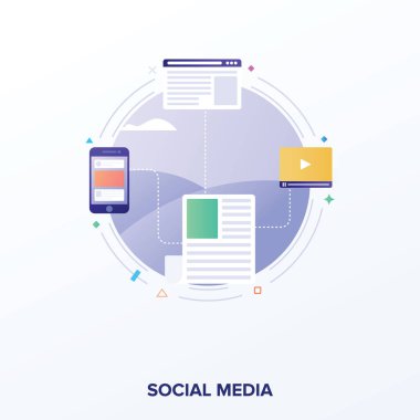 Beyaz arka planda sosyal medya vektörü 