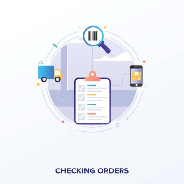 Beyaz arka planda sipariş vektörü denetleme 