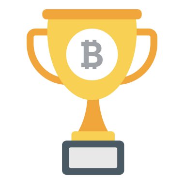 Düz tasarımda Bitcoin kupa simgesi 