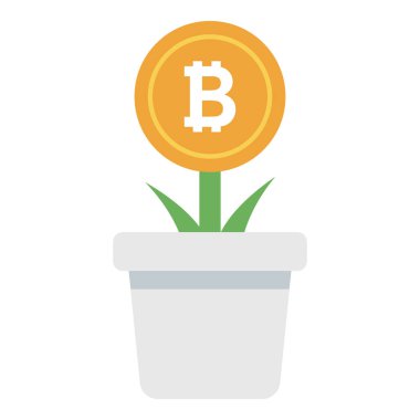 Bitcoin büyüme vektörü düz tasarım 