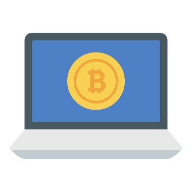 Online bitcoin vektör düz tasarım 