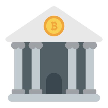 Bitcoin banka simgesi düz tasarım