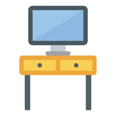 Düz bilgisayar masa vektör düz tasarım 