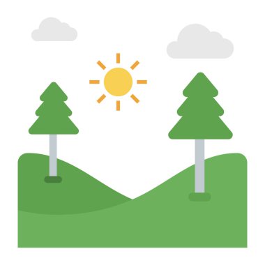 Doğal peyzaj vektör düz tasarım 