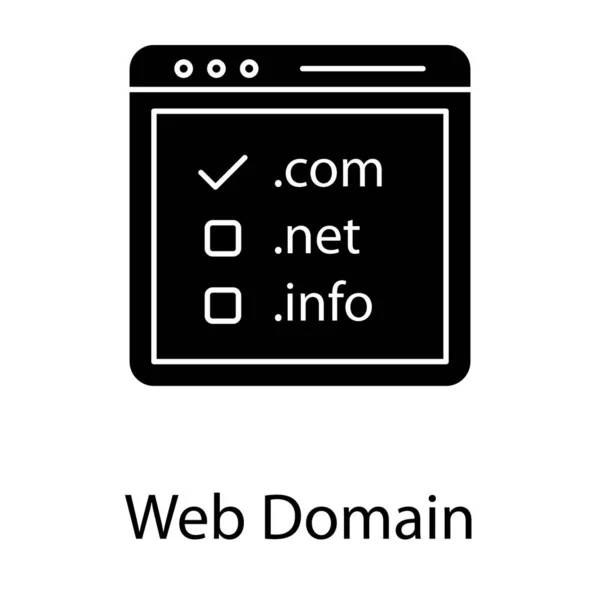 Icono Diseño Glifo Dominio Web — Vector de stock